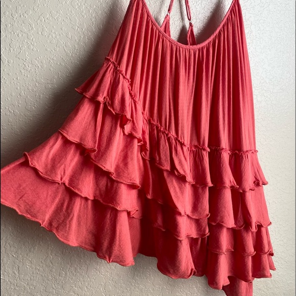 Free People Ruffled Tiered Tomato Tank M - Picture 5 of 10